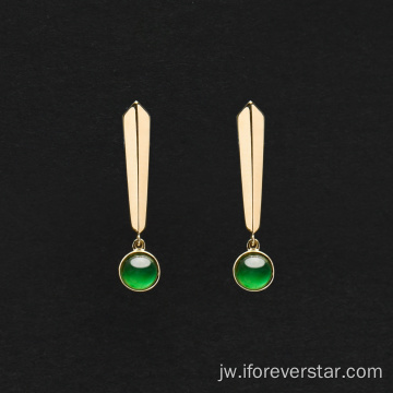 Anting-anting Jade Jade Emas Imperial 18K Nyata